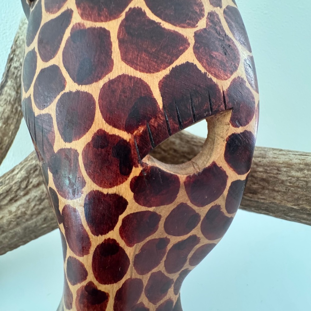 Hand Crafted Kenyan Wooden Giraffe Mask Wall Hanging African Art Decor 8.5" - Picture 2 of 7